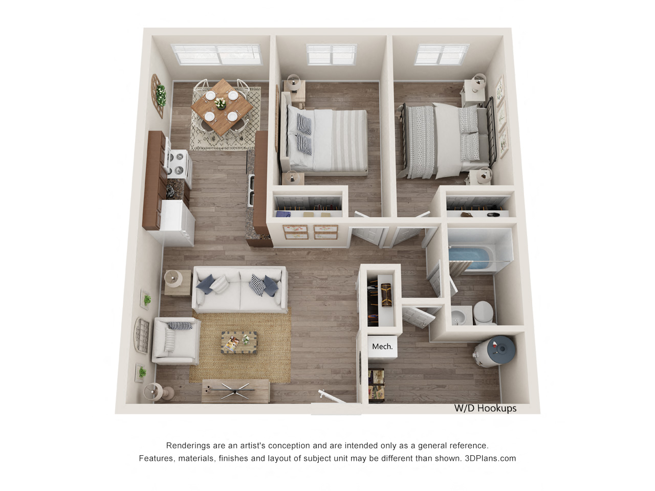 Two Bedroom / One Bathroom A