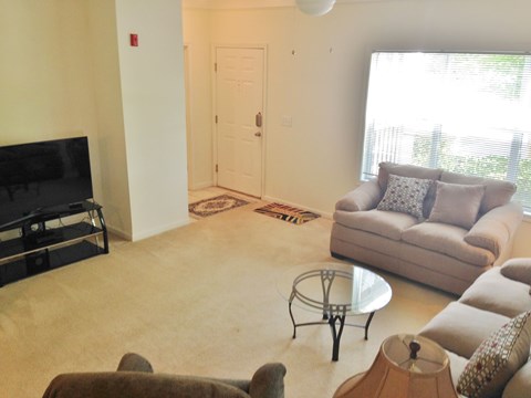 a living room with a couch and a tv