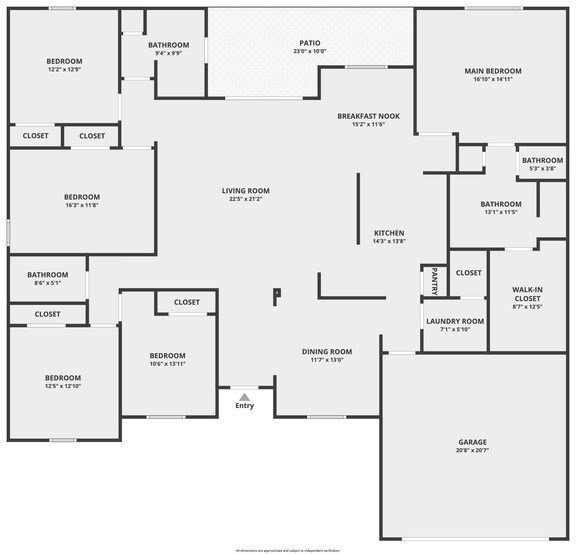 A black and white floor plan of a house with labeled rooms.