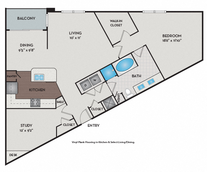 Brick Row Apartments - Apartments near Downtown Plano - 11S1A Floor Plan 1131 SF