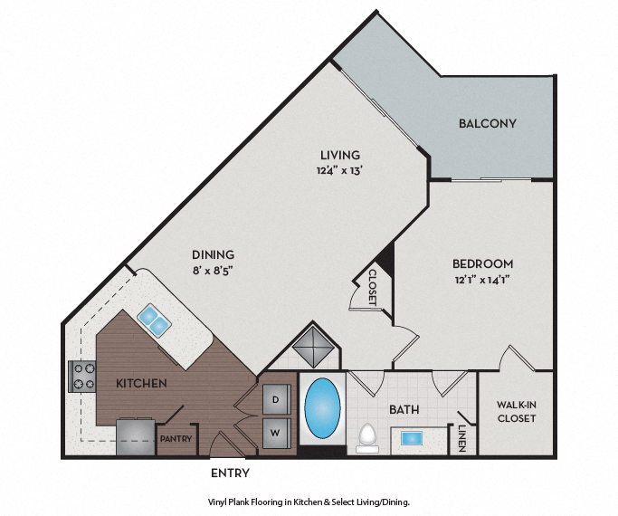 Brick Row Apartments - Apartments near Downtown Plano - 11F3A Floor Plan 780 SF