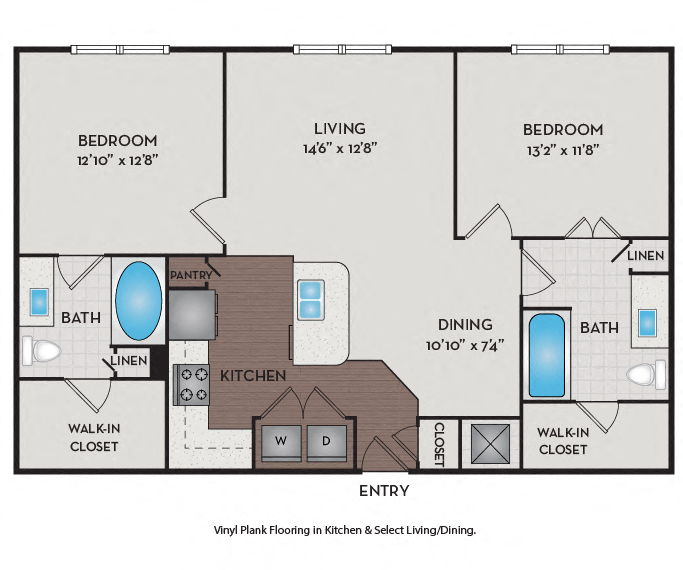 Brick Row Apartments - Apartments near Downtown Plano - 22F1A Floor Plan 1007 SF