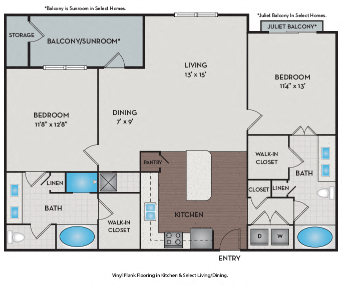 Brick Row Apartments - Apartments near Downtown Plano - 22F3A Floor Plan 1201 to 1301 SF