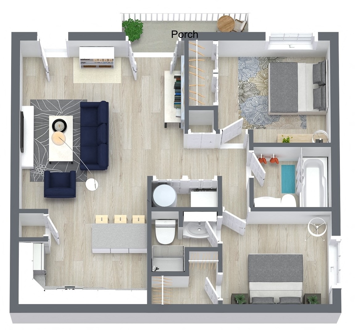 a floor plan of a 2 bedroom apartment