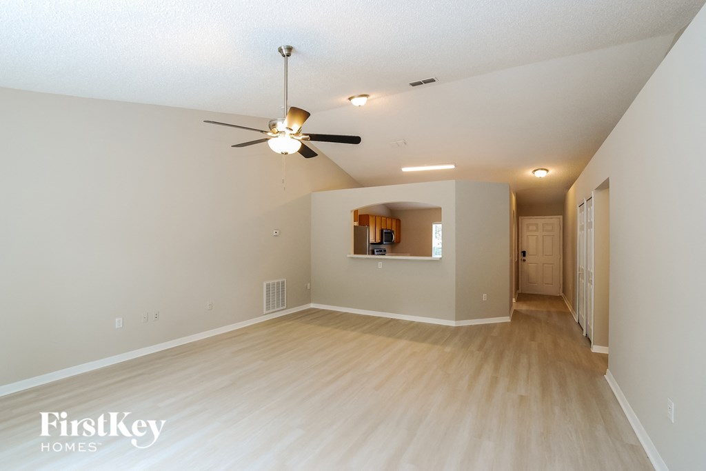 the living room and dining room are spacious and clean