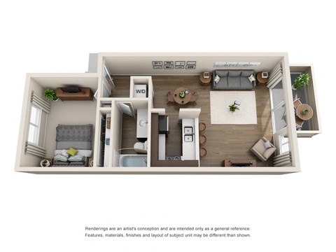 One bedroom floor plan at Sofi at Waterford Park