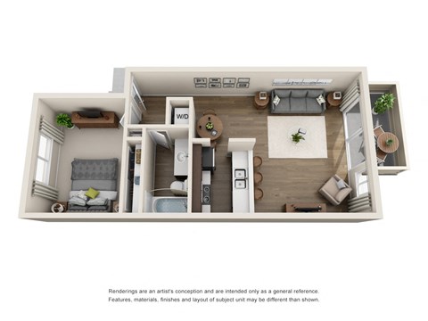 One bedroom floor plan at Sofi at Waterford Park