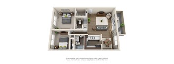 Two bedroom floor plan at Sofi at Waterford Park