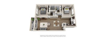 Two bedroom floor plan at Sofi at Waterford Park