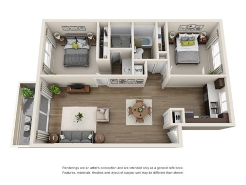 Two bedroom floor plan at Sofi at Waterford Park