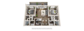 Two bedroom floor plan at Sofi at Waterford Park