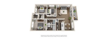 Three bedroom floor plan at Sofi at Waterford Park