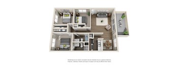 Three bedroom floor plan at Sofi at Waterford Park