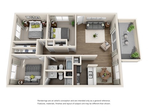 Three bedroom floor plan at Sofi at Waterford Park