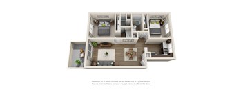Two bedroom floor plan at Sofi at Waterford Park
