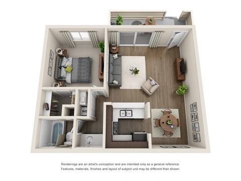 One bedroom floor plan at Sofi at Waterford Park