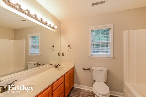 a bathroom with a toilet and a sink and a mirror