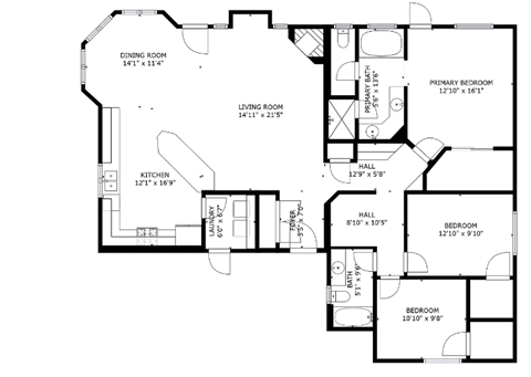a floor plan of a house with an open concept floor plan with bedrooms and a