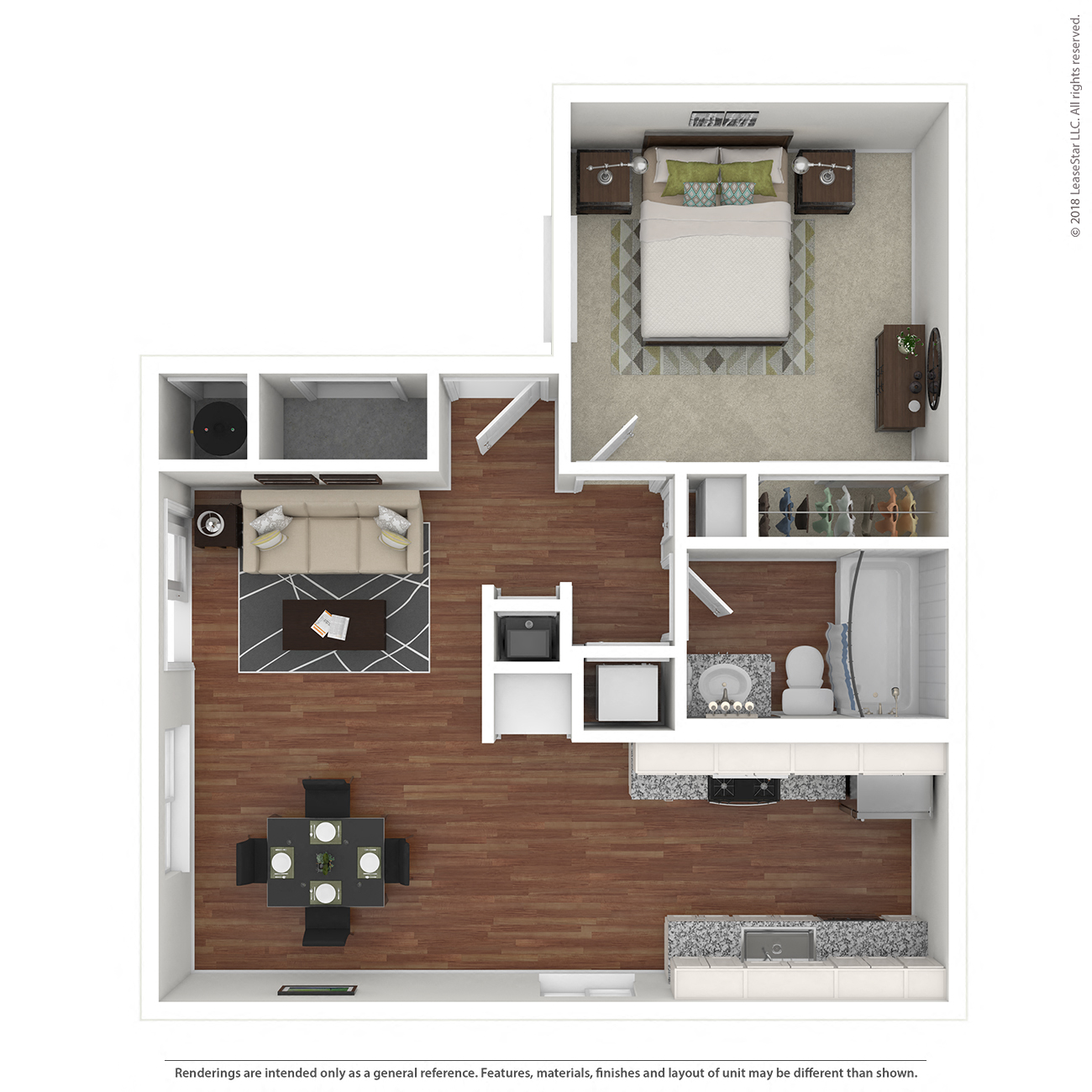 1 Bedroom, 1 Bathroom Floor Plan at Addison Ranch Apartments, California, 94954