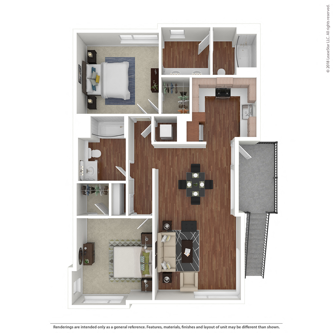 2 Bedroom, 2 Bathroom Floor Plan at Addison Ranch Apartments, Petaluma, CA