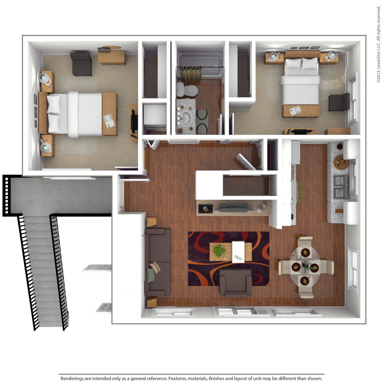 2 Bedroom, 1 Bathroom Floor Plan Z at Addison Ranch Apartments, California, 94954