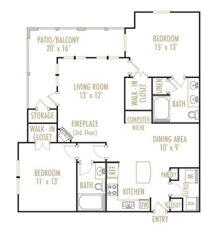 Bandera 2x2 Floor Plan 9