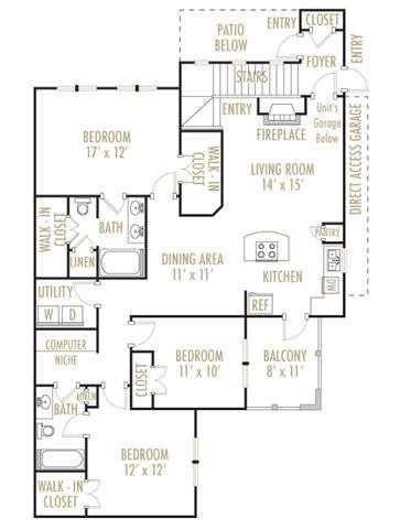 Lavaca 3x2 Floor Plan 11