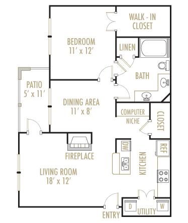 Trinity 1x1 Floor Plan 4