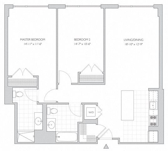 two-bedroom apartment floor plan two-bedroom luxury apartment floor plan in New Brunswick, NJ