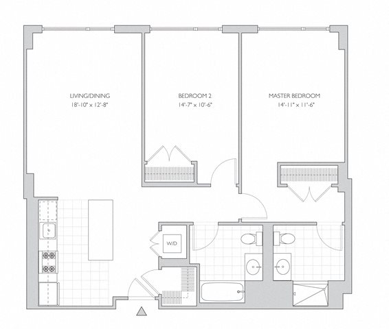 two-bedroom apartment floor plan two-bedroom luxury apartment floor plan in New Brunswick, NJ
