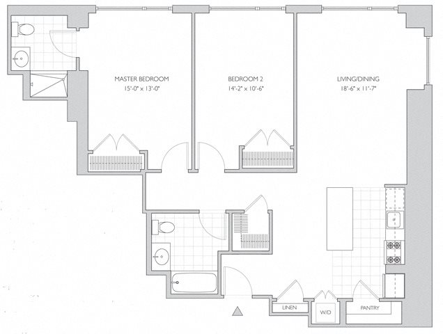 two-bedroom apartment floor plan two-bedroom luxury apartment floor plan in New Brunswick, NJ