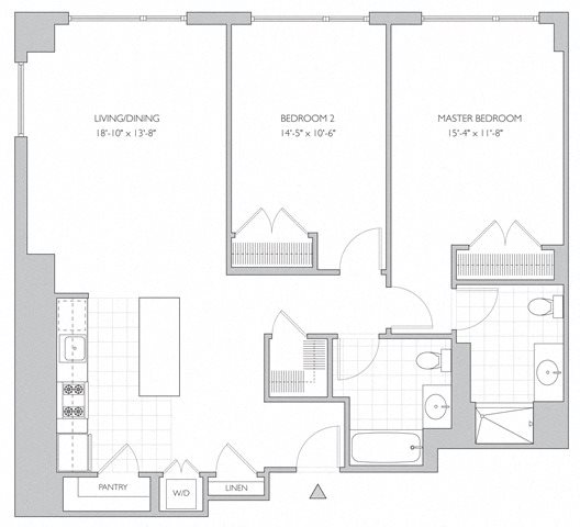 two-bedroom apartment floor plan two-bedroom luxury apartment floor plan in New Brunswick, NJ