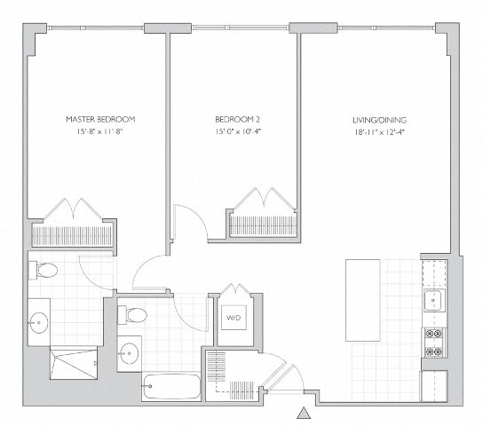 two-bedroom apartment floor plan two-bedroom luxury apartment floor plan in New Brunswick, NJ