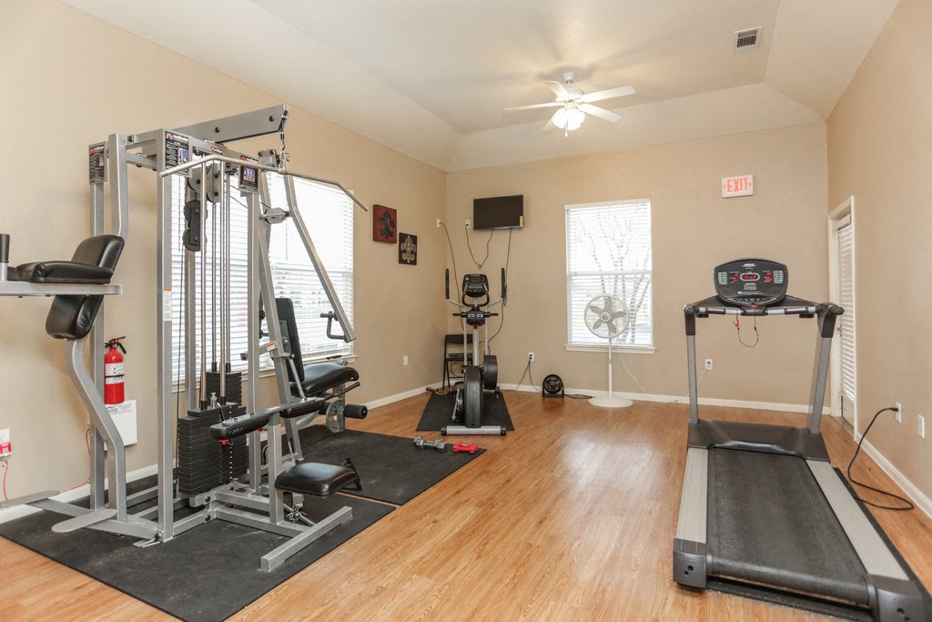 the gym with exercise equipment at 1861 muleshoe road