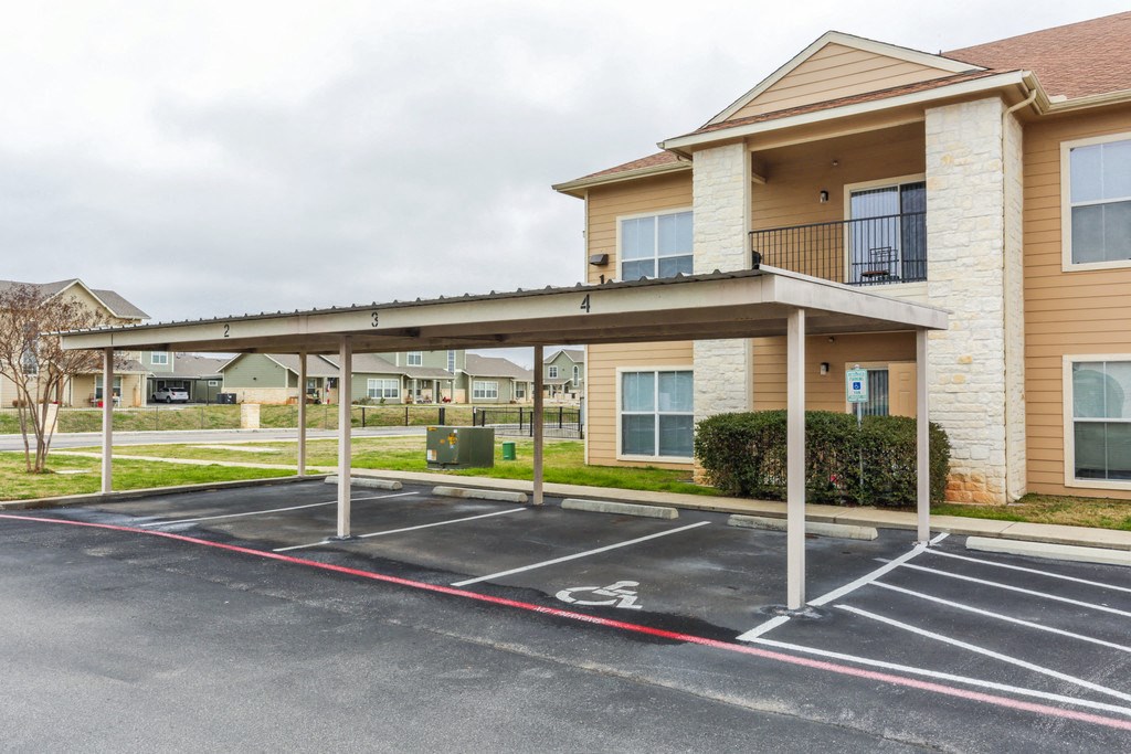 the parking garage at the apartments for rent