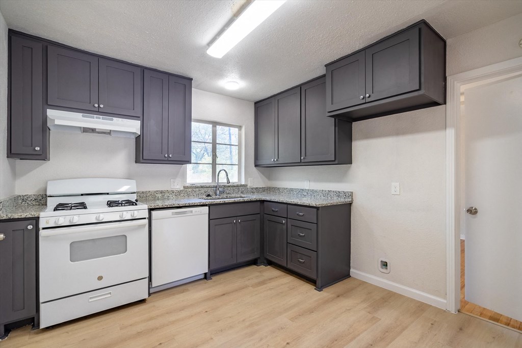 the kitchen of our two bedroom apartment atrium at our community center
