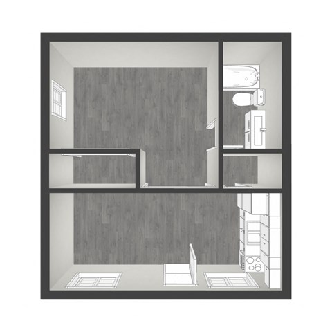the floor plan of a small apartment with a bathroom and a living room