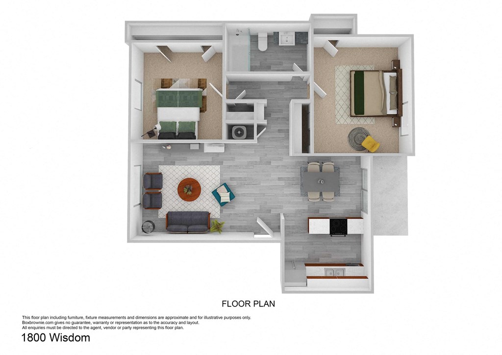 bedroom floor plan of a 1100 sq ft floor plan