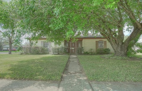 a small house with a tree in front of it