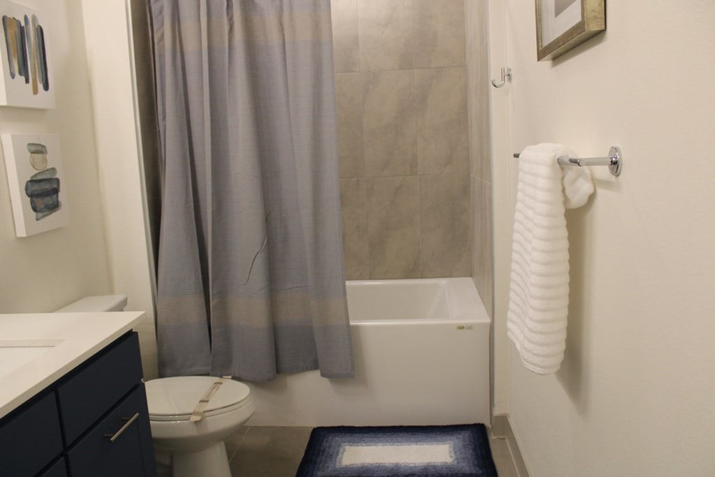 a bathroom with a shower and a toilet and a curtain