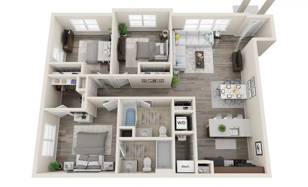 a 2 bedroom192 sq ft floor plan