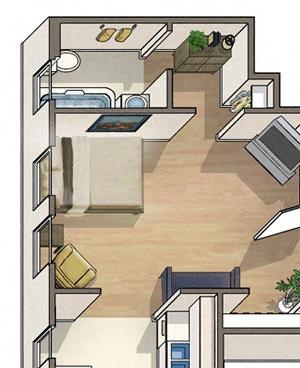 Studio 1 bath Floor Plan C Studio 1 bath Floor Plan C at Ravenel, Washington, 20009