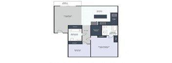 2 bed 2 bath floor plan A at Olson Apartments, Tioga, ND