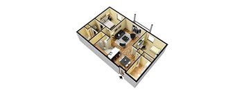 2 bed 2bath floor plan at Roosevelt West Apartments, North Dakota