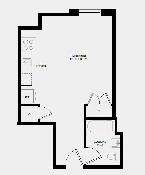 A Line 0 Bed 1 Bath