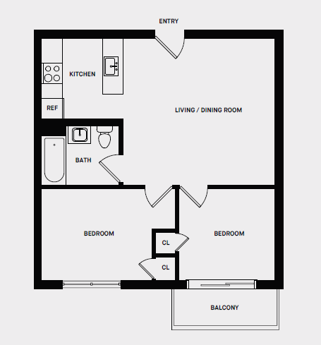 P Line 2 Bed 1 Bath