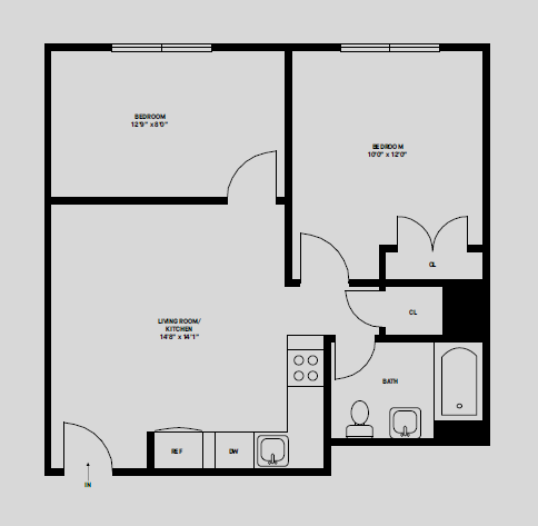 E Line 2 Bed 1 Bath