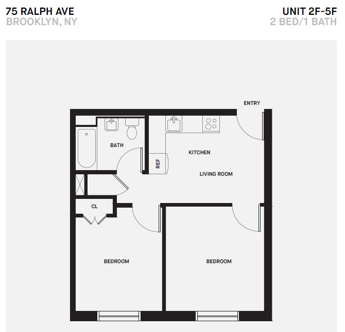 F Line 2 Bed 1 Bath