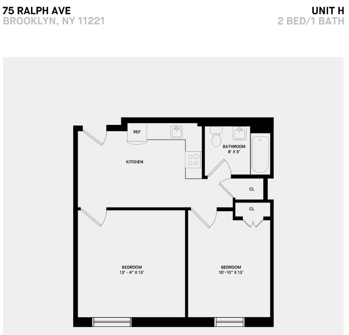 H Line 2 Bed 1 Bath