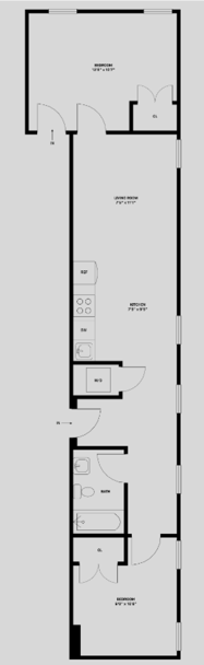 A Line 2 Bed 1 Bath